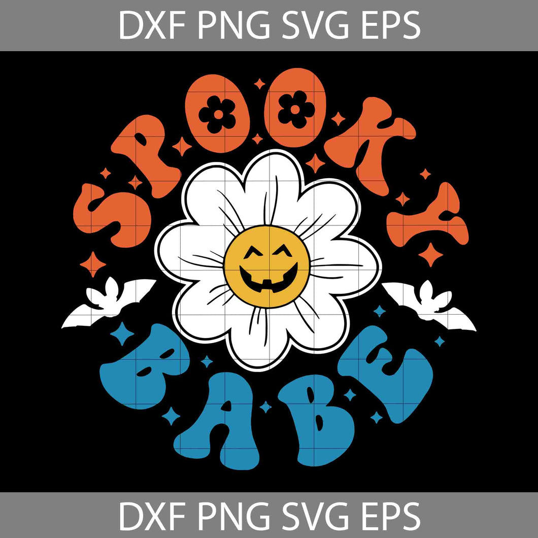 Retro Groovy Halloween Svg, Spooky Babe Svg, Spooky Vibes Svg, Halloween Svg, Cricut File, Clipart, Svg, Png, Eps, Dxf