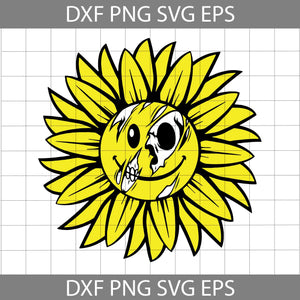 Smiley Flower Skull SVG, Sunflower Skull SVG, Halloween Svg, Cricut File, Clipart, Svg, Png, Eps, Dxf