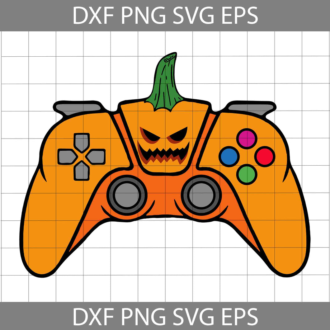 Video Game Controller With Pumpkin Face SVG, Halloween Gamer Pumpkin SVG, Funny Halloween Svg, Halloween Svg, Cricut File, Clipart, Svg, Png, Eps, Dxf