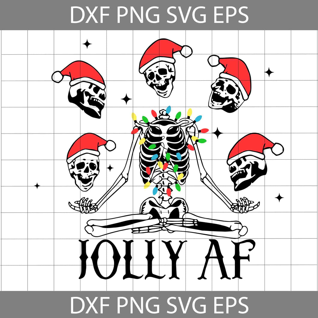 Jolly AF SVG, Christmas Skeleton SVG, Juggling Santa Hat skulls With Christmas lights Svg, Christmas Svg, Cricut File, Clipart, Svg, Png, Eps, Dxf