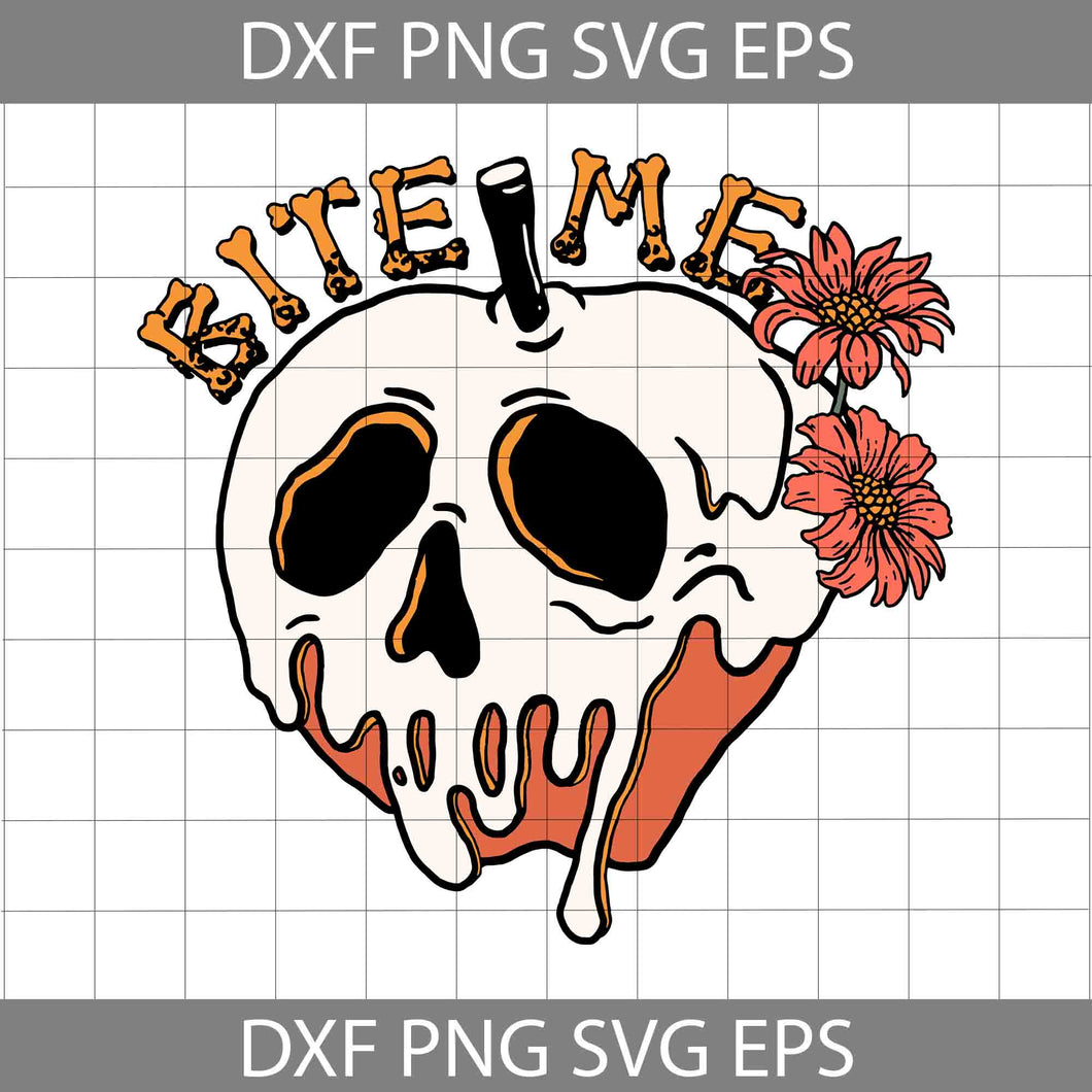 Bite Me Poison Apple Svg, Skull Poison Apple Halloween Svg, Halloween Svg, Evil Queen Svg, Halloween Svg, Cricut File, Clipart, Svg, Png, Eps, Dxf