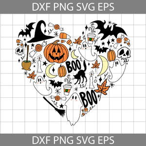 Doodle Heart Collage I Love Halloween Svg, Pumpkin Svg, Halloween Svg, Cricut File, Clipart, Svg, Png, Eps, Dxf