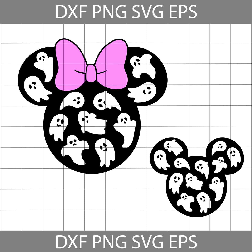 Minnie And Mickey Head Ghosts Svg, Ghost halloween Svg, Halloween Svg, Cricut File, Clipart, Svg, Png, Eps, Dxf