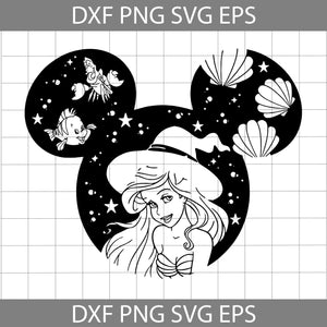 Ariel Witch Mickey Ears SVG, Ariel SVG, Witch SVG, Mickey Ears Svg, Halloween Svg, Cricut File, Clipart, Svg, Png, Eps, Dxf