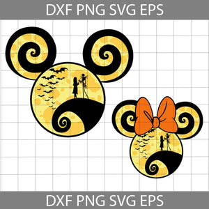 Mickey And Minnie Head Svg, Jack Skellington And Sally Svg, Halloween Holiday Svg, Halloween Svg, Cricut File, Clipart, Svg, Png, Eps, Dxf