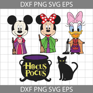 Halloween Witches Svg, Mickey Friends SVG, Chibi Hocus Pocus Svg, Halloween Svg, Cricut File, Clipart, Svg, Png, Eps, Dxf