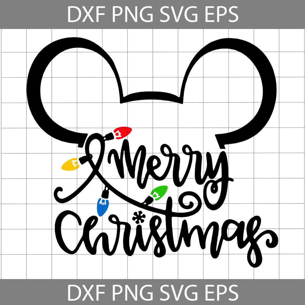 Merry Christmas Svg, Christmas Lights Svg, Ears Svg, Christmas Svg, Cricut File, Clipart, Svg, Png, Eps, Dxf