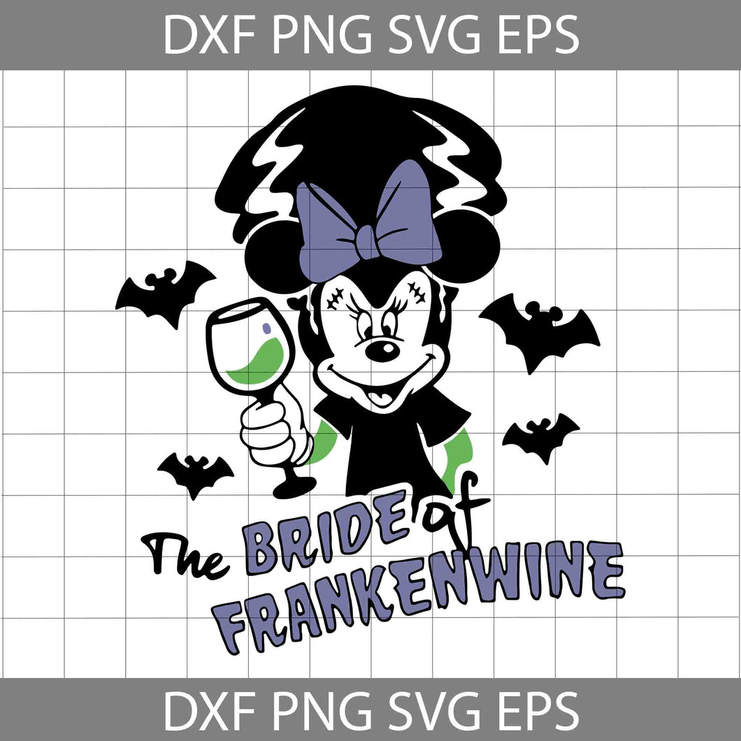 Bride Of Frankenwine Halloween Svg, Minnie Halloween Svg, Frankenwine Halloween Svg, Halloween Svg, Cricut File, Clipart, Svg, Png, Eps, Dxf