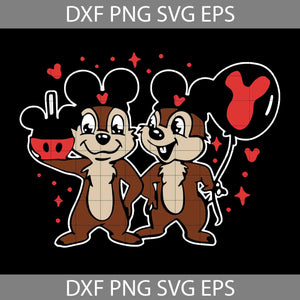 Chip And Dale Holding Svg, Chipmunks Svg, Mickey Balloon Svg, Halloween Svg, Cricut File, Clipart, Svg, Png, Eps, Dxf