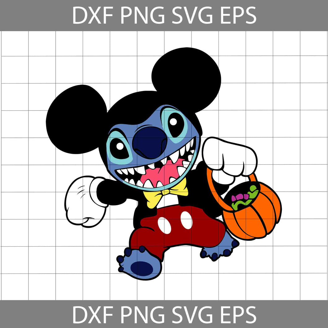 Stitch Mickey Halloween Svg, Pumpkin Svg, Trick Or Treat Svg, Halloween Svg, Cricut File, Clipart, Svg, Png, Eps, Dxf