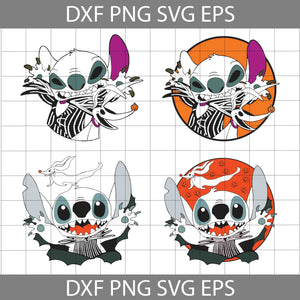 Stitch Jack Skellington SVG Bundle, Stitch Nightmare Before Christmas Svg, Halloween Svg, Cricut File, Clipart, Svg, Png, Eps, Dxf