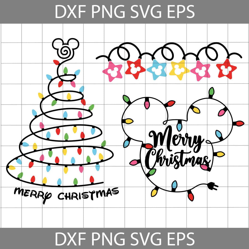 Christmas Lights Bundle Svg, Mouse Svg, Christmas Svg, Cricut File, Clipart, Svg, Png, Eps, Dxf