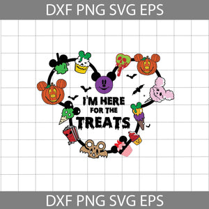 I'm Here For The Treats Svg, Mickey Ears Snacks Svg, Mickey Head Svg, Halloween svg, Cricut File, Clipart, Svg, Png, Eps, Dxf