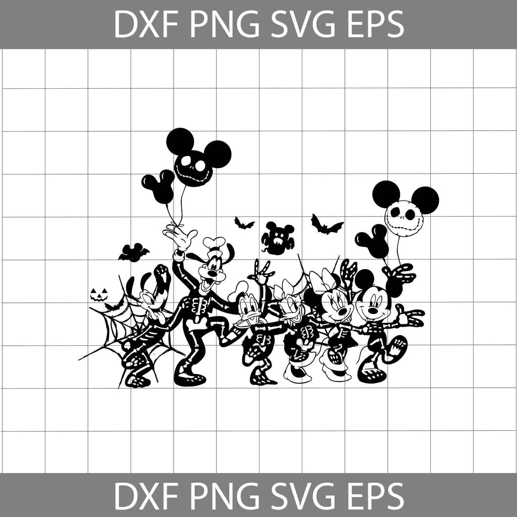 Mickey And Friends Skeleton Svg, Jack Skellington Balloon Svg, Halloween Svg, Cricut File, Clipart, Svg, Png, Eps, Dxf