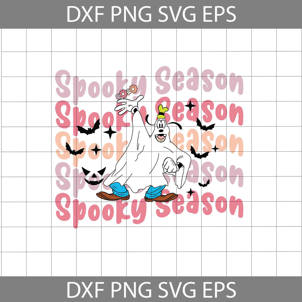 Spooky Season Svg, Goofy Dog Boo Svg, Goofy Dog Costume Ghost Svg, Halloween Svg, Cricut File, Clipart, Svg, Png, Eps, Dxf