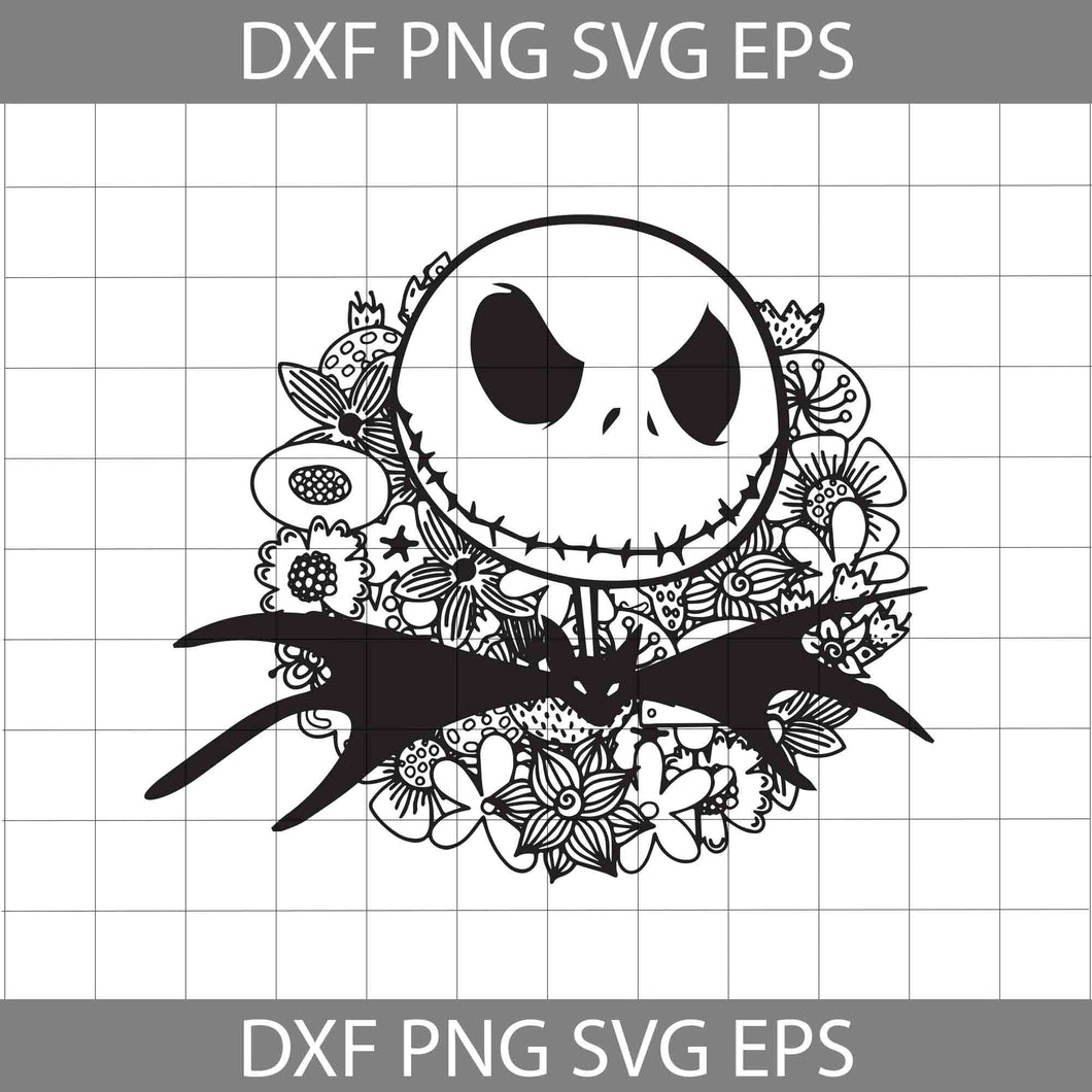 Jack Skellington Flower Svg, The Nightmare Before Christmas Svg, Halloween Svg, Cricut File, Clipart, Svg, Png, Eps, Dxf