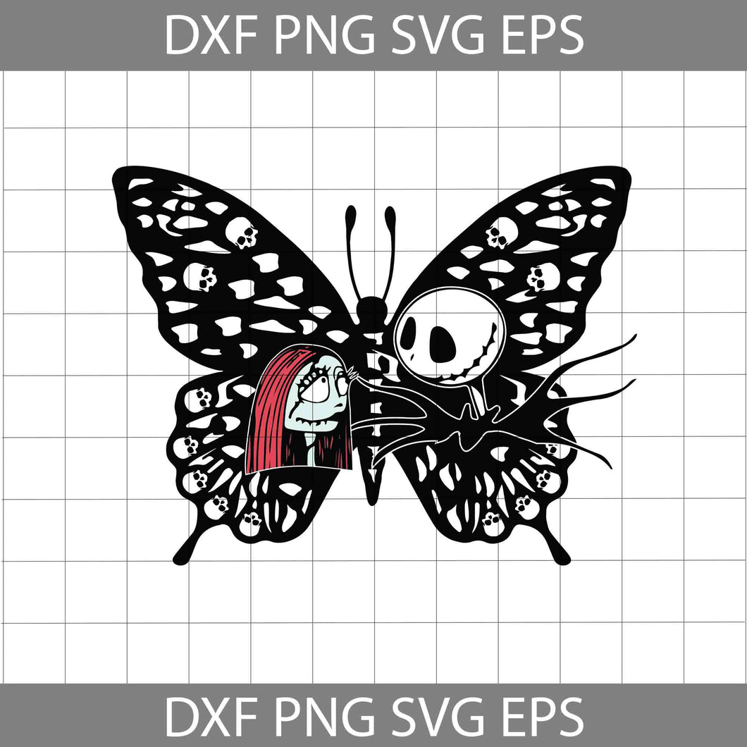 Jack And Sally Butterfly Svg, Jack And Sally Love Svg, Halloween svg, Cricut File, Clipart, Svg, Png, Eps, Dxf