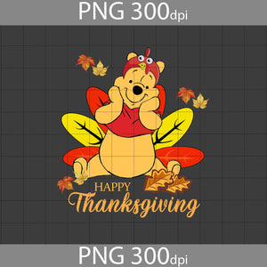 Happy Thanksgiving Png, Pooh Turkey Png, Winnie The Pooh Png, Thanksgiving Png, Png Images Digital 300dpi