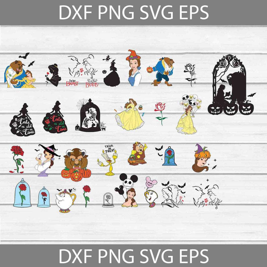 Beauty And The Beast Halloween svg, Princess Svg, Halloween svg, Bundle, cricut file, clipart, svg, png, eps, dxf