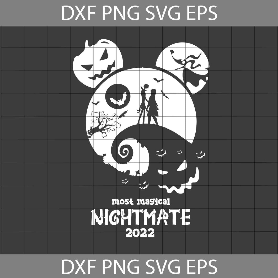 Most Magical Nightmare 2022 Svg, Mickey Head Jack Skellington Svg, The Nightmare Before Christmas Svg, Halloween Svg, Cricut File, Clipart, Svg, Png, Eps, Dxf