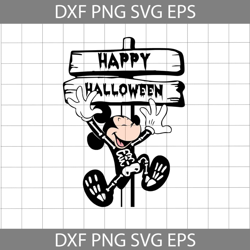 Happy Halloween Svg, Mickey Skeleton Svg, Halloween Svg, Cricut File, Clipart, Svg, Png, Eps, Dxf