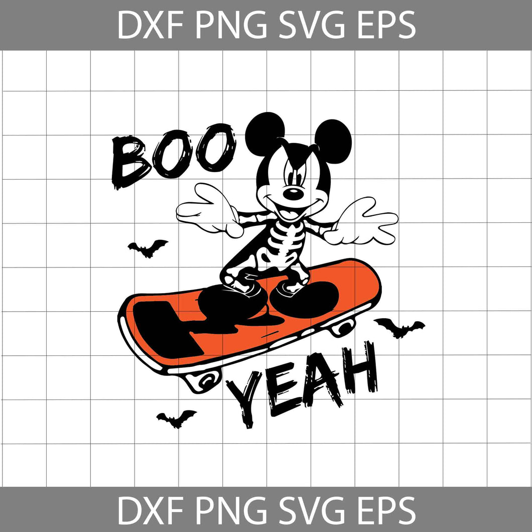 Boo Yeah Svg, Mickey Skateboard Svg, Mickey Skeleton svg, Halloween Svg, Cricut File, Clipart, Svg, Png, Eps, Dxf