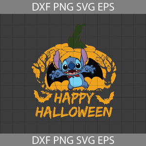 Happy Halloween svg, Stitch Pumpkin svg, Halloween Svg, Cricut File, Clipart, Svg, Png, Eps, Dxf