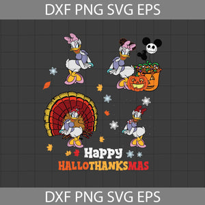 Happy Hallothanksmas Svg, Daisy Duck Svg, Halloween Svg, Thanksgiving svg, Christmas svg, Cricut File, Clipart, Svg, Png, Eps, Dxf