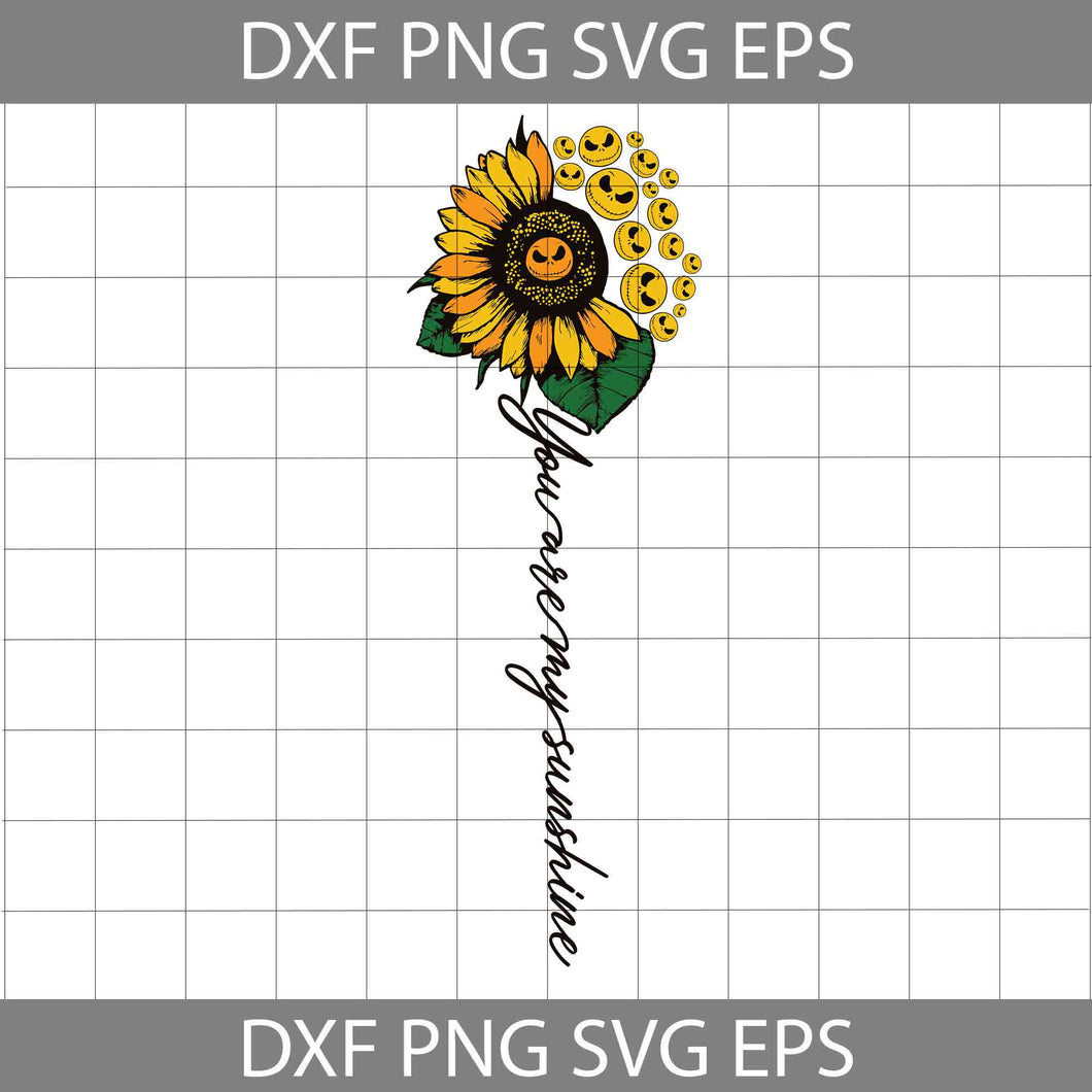 You Are My Sunshine Svg, Jack Skellington Sunflower Svg, Jack Skellington Svg, The Nightmare Before Christmas Svg, Halloween Svg, Cricut File, Clipart, Svg, Png, Eps, Dxf