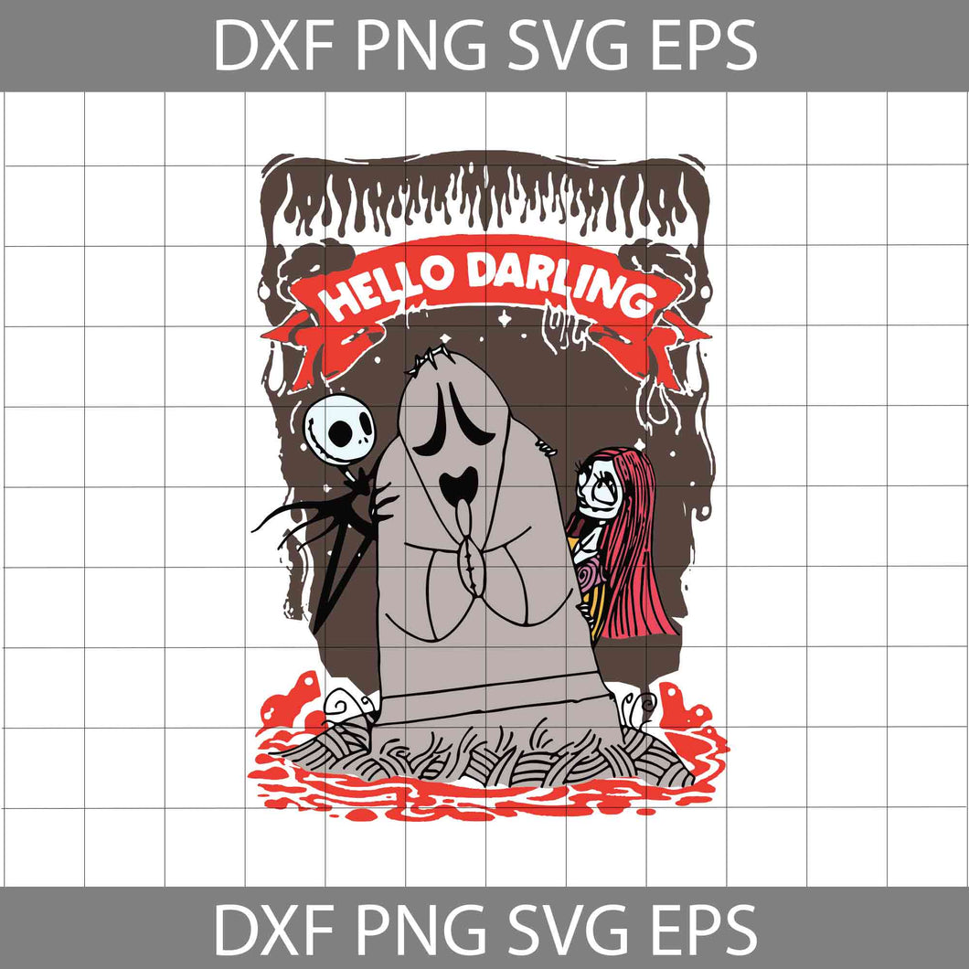 Hello Darling Svg, Jack Skellington And Sally Svg, Halloween Svg, Cricut File, Clipart, Svg, Png, Eps, Dxf