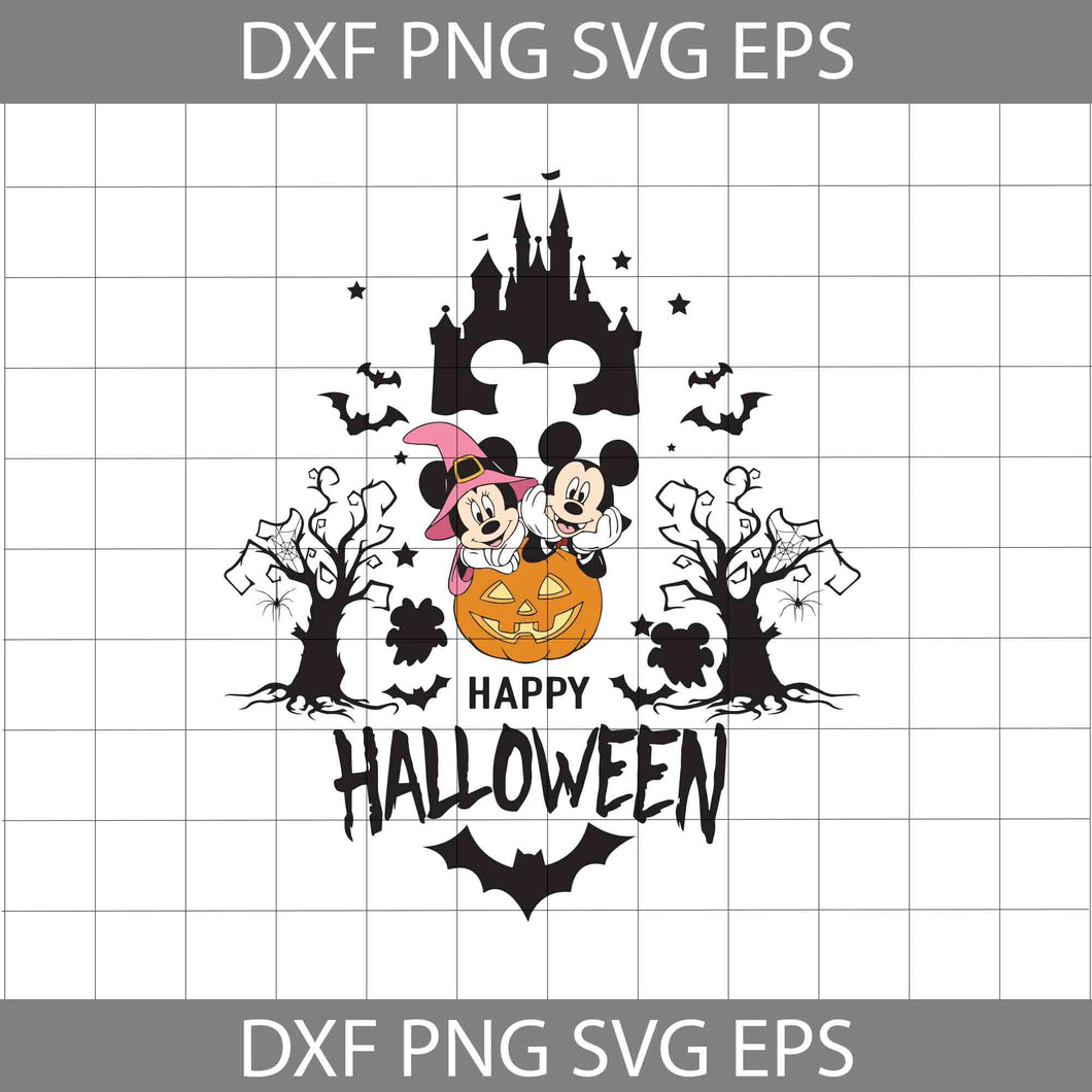 Happy Halloween Svg, Mickey And Minnie Pumpkin Svg, Halloween Svg, Cricut File, Clipart, Svg, Png, Eps, Dxf