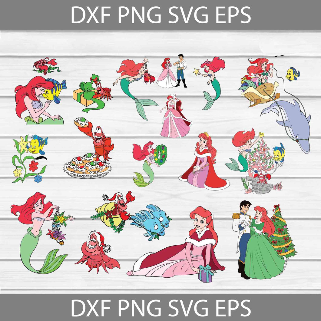 Ariel Svg, Eric Svg, Sebastian Svg, Flounder Svg, The Little Mermaid Svg, Bundle, Christmas Svg, Gift Svg, Cricut File, Clipart, Svg, Png, Eps, dxf