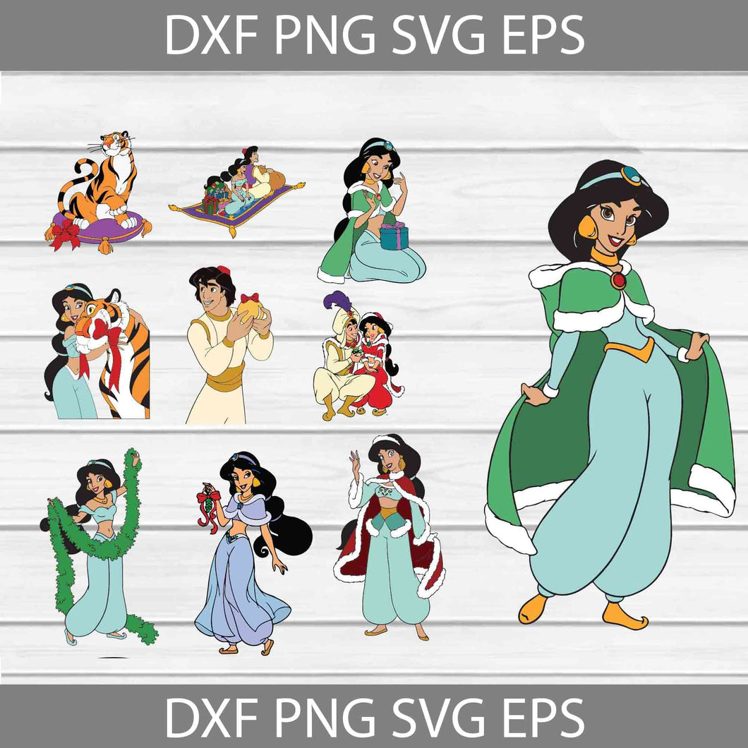 Aladdin SVg, Jasmine Svg, Bundle, Christmas Svg, Gift Svg, Cricut File, Clipart, Svg, Png, Eps, dxf