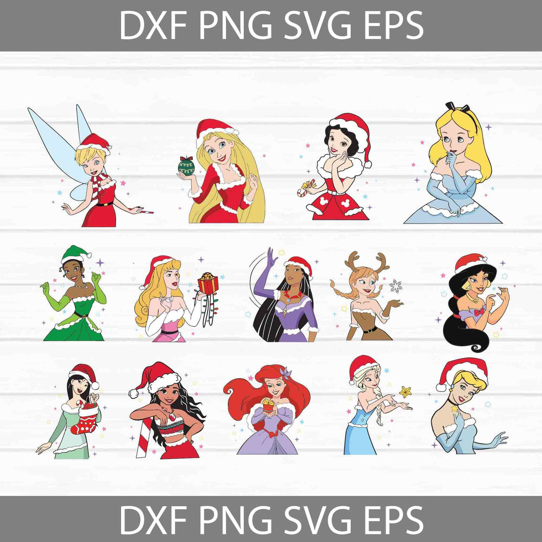 Princesses Christmas Svg, Christmas Svg, Cricut File, Clipart, Svg, Png, Eps, Dxf