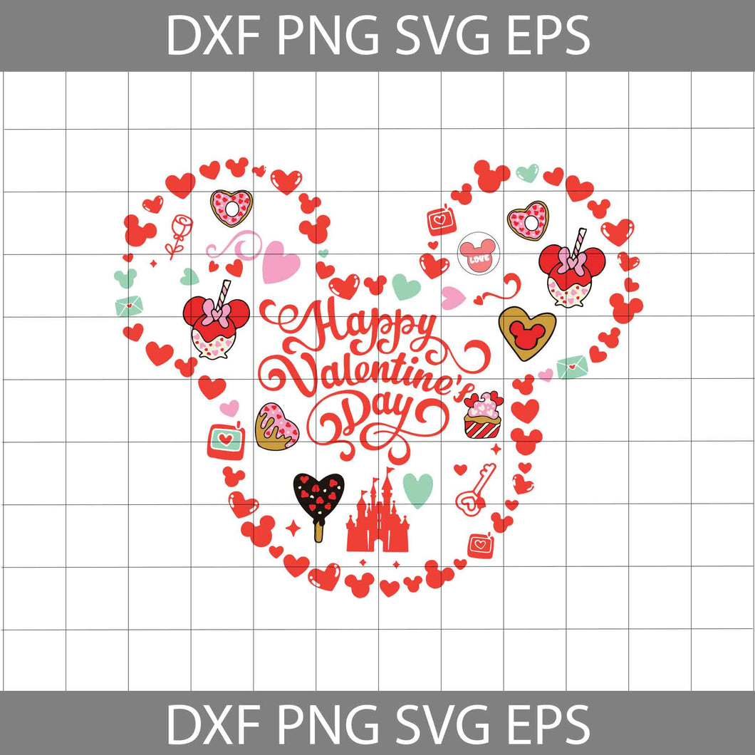 Happy Valentine's Day Svg, Snacks Ears Svg, Heart Svg, Head Heart Svg, Valentine's Day Svg, Cricut File, Clipart, Svg, Png, Eps, Dxf