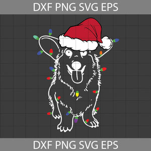 Corgi Santa Christmas Lights Svg, Christmas SVg, Gift SVg, Cricut, Clipart, Svg, Png, Eps, Dxf