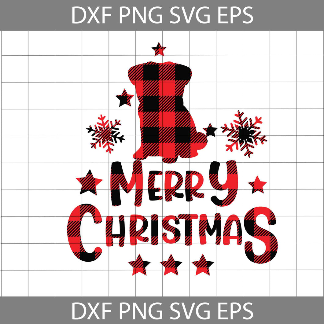 Merry christmas Svg, Dog buffalo plaid Svg, Pug Svg, Christmas Svg, Gift Svg, Cricut File, Clipart, Svg, Png, Eps, Dxf