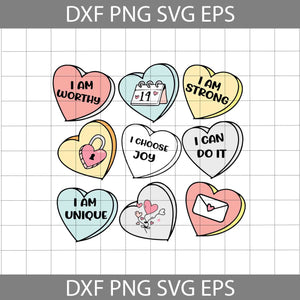 Saying Heart Svg, I Am Worthy Svg, I Am Strong Svg, I Am Unique Svg, I Can Do It Svg, I Choose Joy Svg, Heart Svg, Valentine's day Svg, Gift Svg, Cricut File, Clipart, Svg, Png, Eps, Dxf