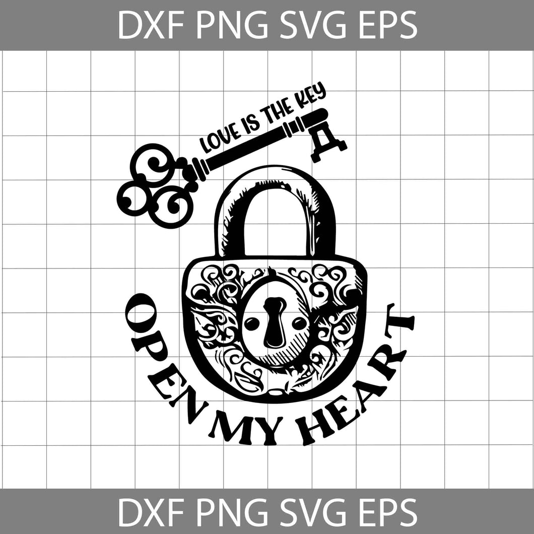 Love Is The Key Open My Heart Svg, Lock And Key Svg, Valentine's Day Svg, Cricut File, Clipart, Svg, Png, Eps, Dxf