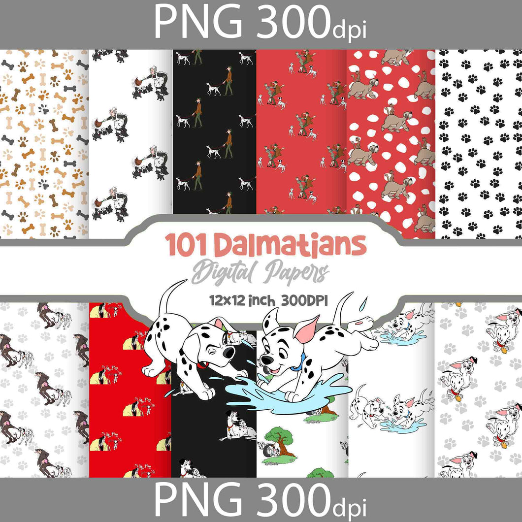 101 Dogs Seamless Pattern, Digital Papers, Scrapbook Papers, Pattern Paper, Background, Wallpaper, 12*12inches -300dpi