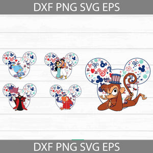 Aladdin Svg, Jasmine Svg, Mickey Mouse Ears Svg, Bundle, 4th Of July Svg, Independence Day Svg, America Svg, Cricut File, Clipart, Svg, Png, Eps, Dxf