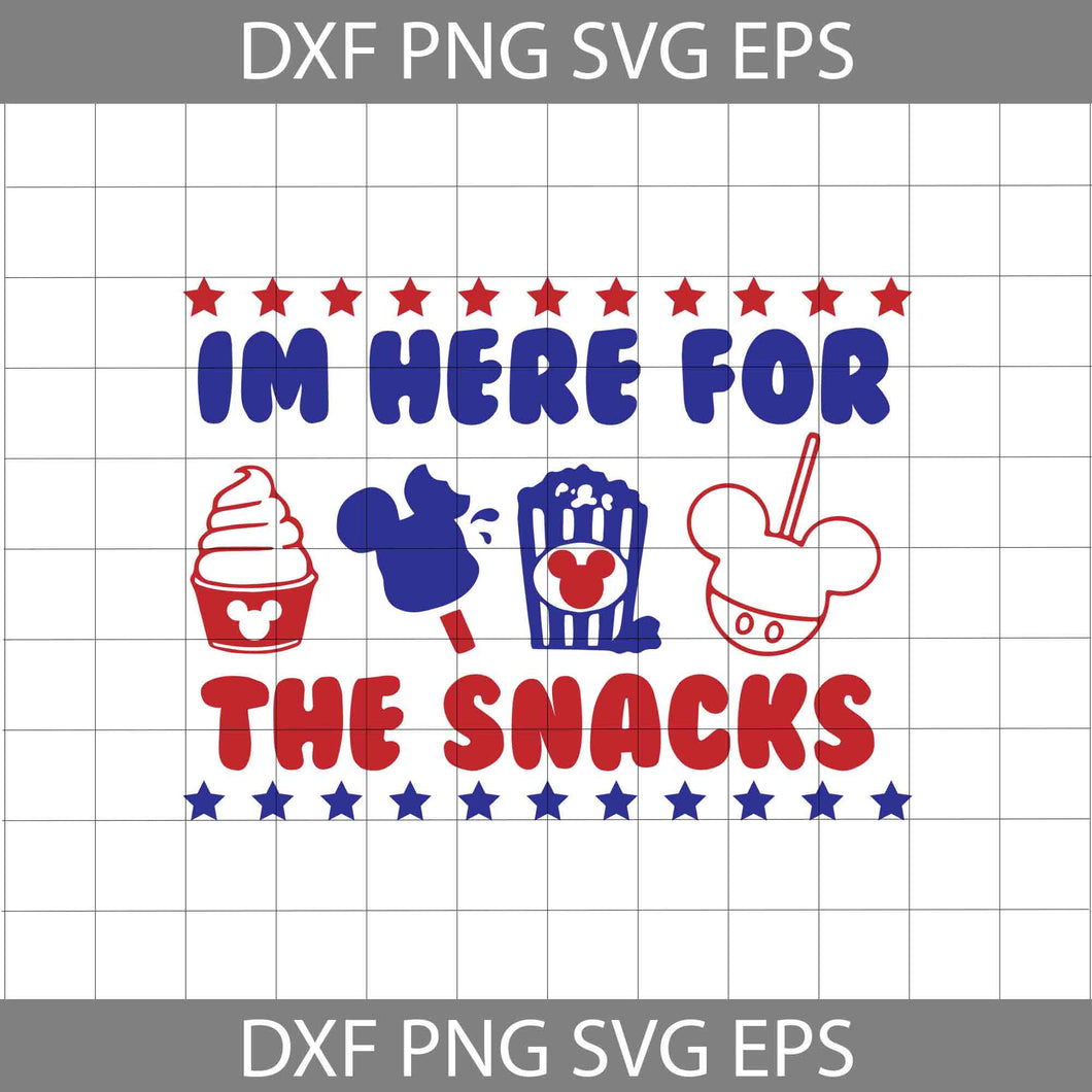 I'm Here For The Snacks Svg, Snacks Mickey Head Svg, 4th Of July Svg, Independence Day Svg, Usa Flag Svg, Cricut File, Clipart, Svg, Png, Eps, Dxf