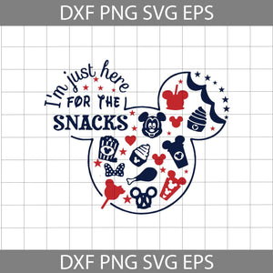 I'm Just Here For the Snacks Svg, Mickey Head Svg, 4th Of July Svg, Independence Day Svg, Usa Flag Svg, Cricut File, Clipart, Svg, Png, Eps, Dxf