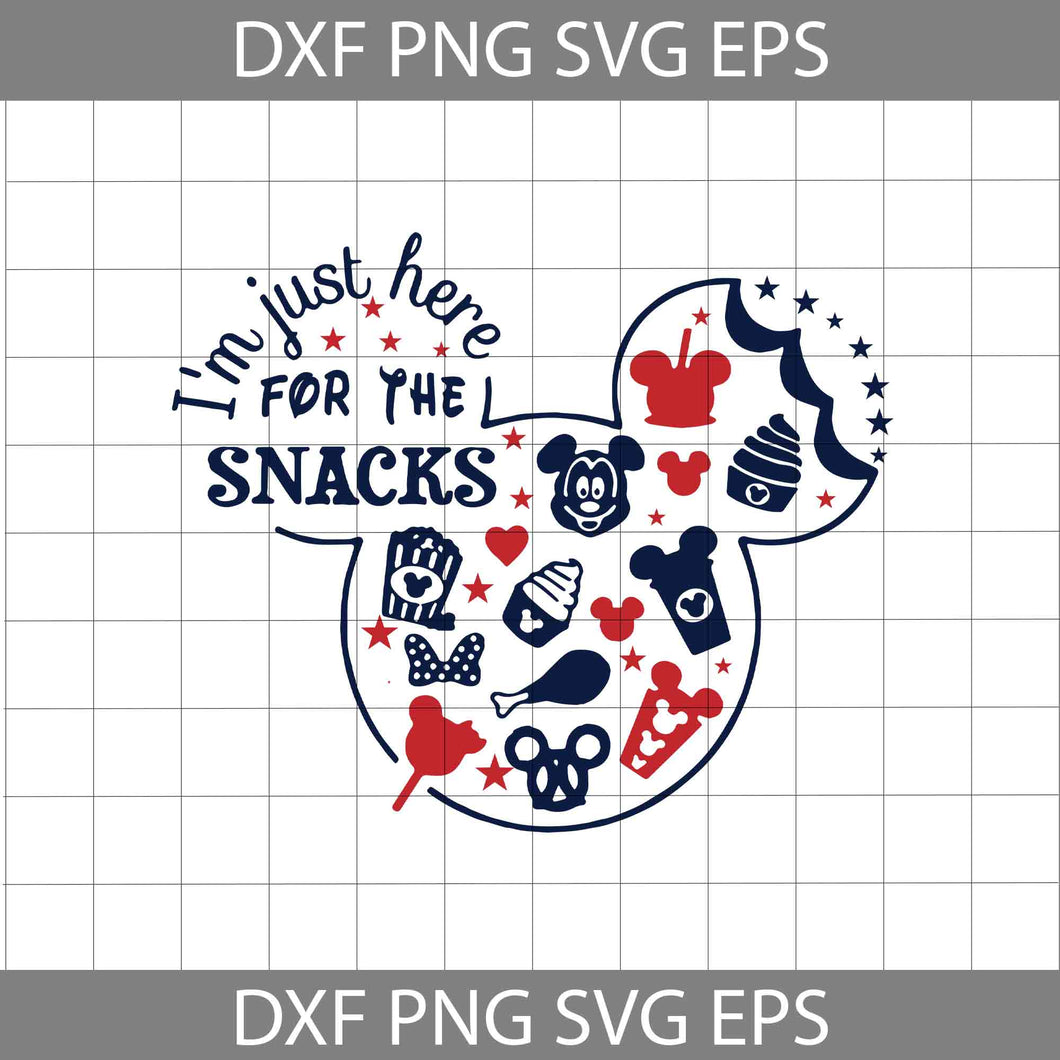 I'm Just Here For the Snacks Svg, Mickey Head Svg, 4th Of July Svg, Independence Day Svg, Usa Flag Svg, Cricut File, Clipart, Svg, Png, Eps, Dxf