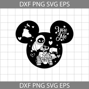 Wall E And Eva love Svg, Wall-E Mickey Head Svg, Cartoon Svg, Cricut File, Clipart, Svg, Png, Eps, Dxf