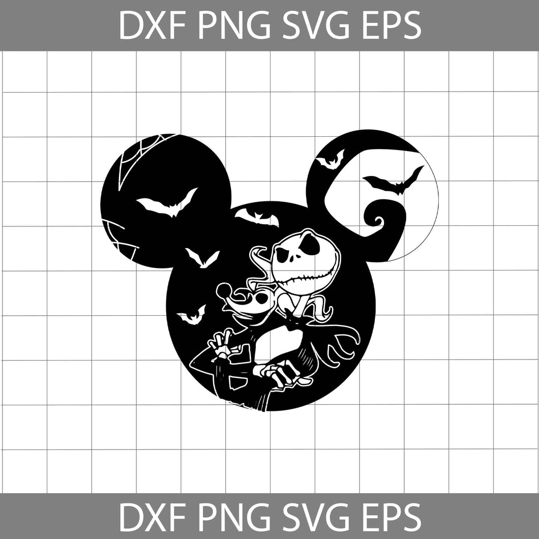 Jack Skellington Mickey Head Svg, The Nightmare Before Christmas Svg, Halloween Svg, Halloween Gift svg, Cricut File, Clipart, Svg, Png, Eps, Dxf