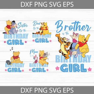 Bundle Family Birthday Girl Svg, Winnie The Pooh Svg, Birthday Svg, Cricut File, Clipart, Svg, Png, Eps, Dxf