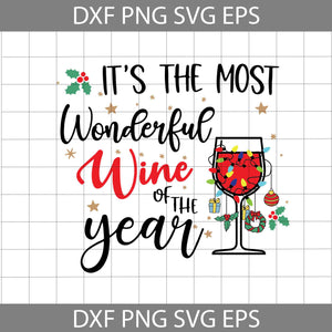 It's the most wonderful wine of the year Svg, Wine Christmas Lights Svg, Christmas Svg, Gift Svg, Cricut file, Clipart, Svg, Png, Eps, dxf