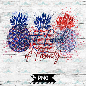 Patriotic 4th of July Pineapples PNG Sublimation Design Download DTG printing
