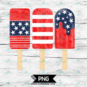 Patriotic 4th of July Popsicle's PNG Sublimation Design Download DTG printing